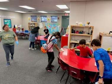 desk cleaning at Ocotillo School